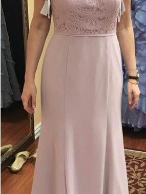 Dessy Collection Lace Bodice Maxi Dress in Blush